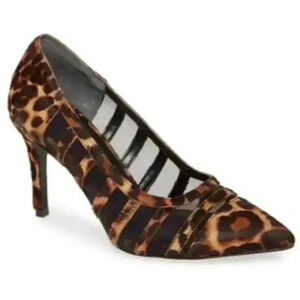 Charles David Vane Women's Leopard Calf Hair Pointed Toe Pump Shoes Size 8.5M